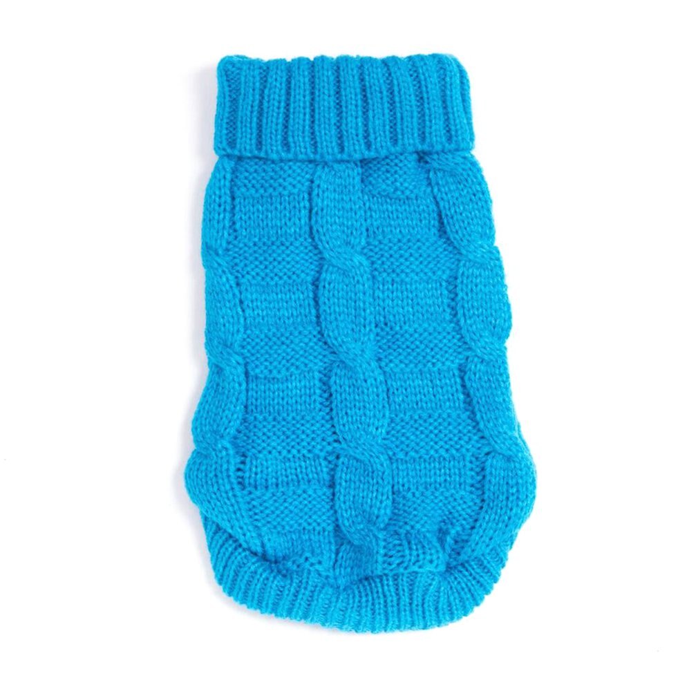 Pet Dog Knitted Sweaters Winter Pet Warming Clothes Small Dogs Warm Sweater Coat Cats Clothes Supplies Soft Dog Sweaters: Lake Blue / Size 6