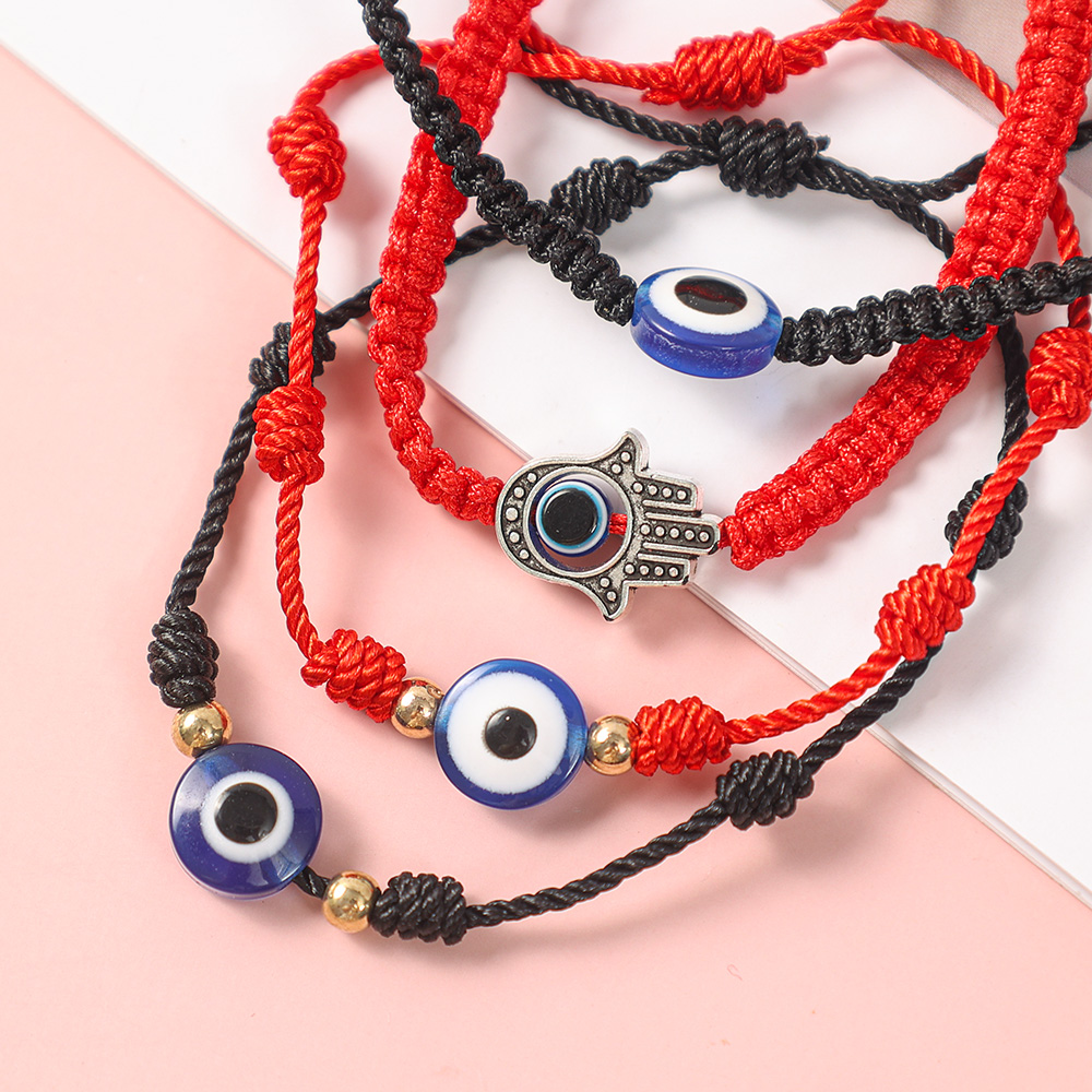 Pulsera de hilo rojo de la suerte para pareja, amuleto de buena suerte para cuerda de éxito, pulsera trenzada de ojos malvados, de joyería hecho a mano, 2-12 Uds.