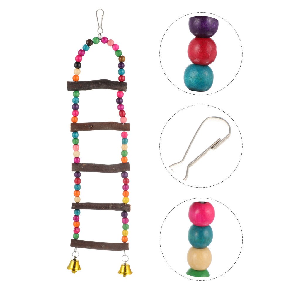 Parrot Ladder with Bells Parrot Perch Wood Stand Parrot Training Playing
