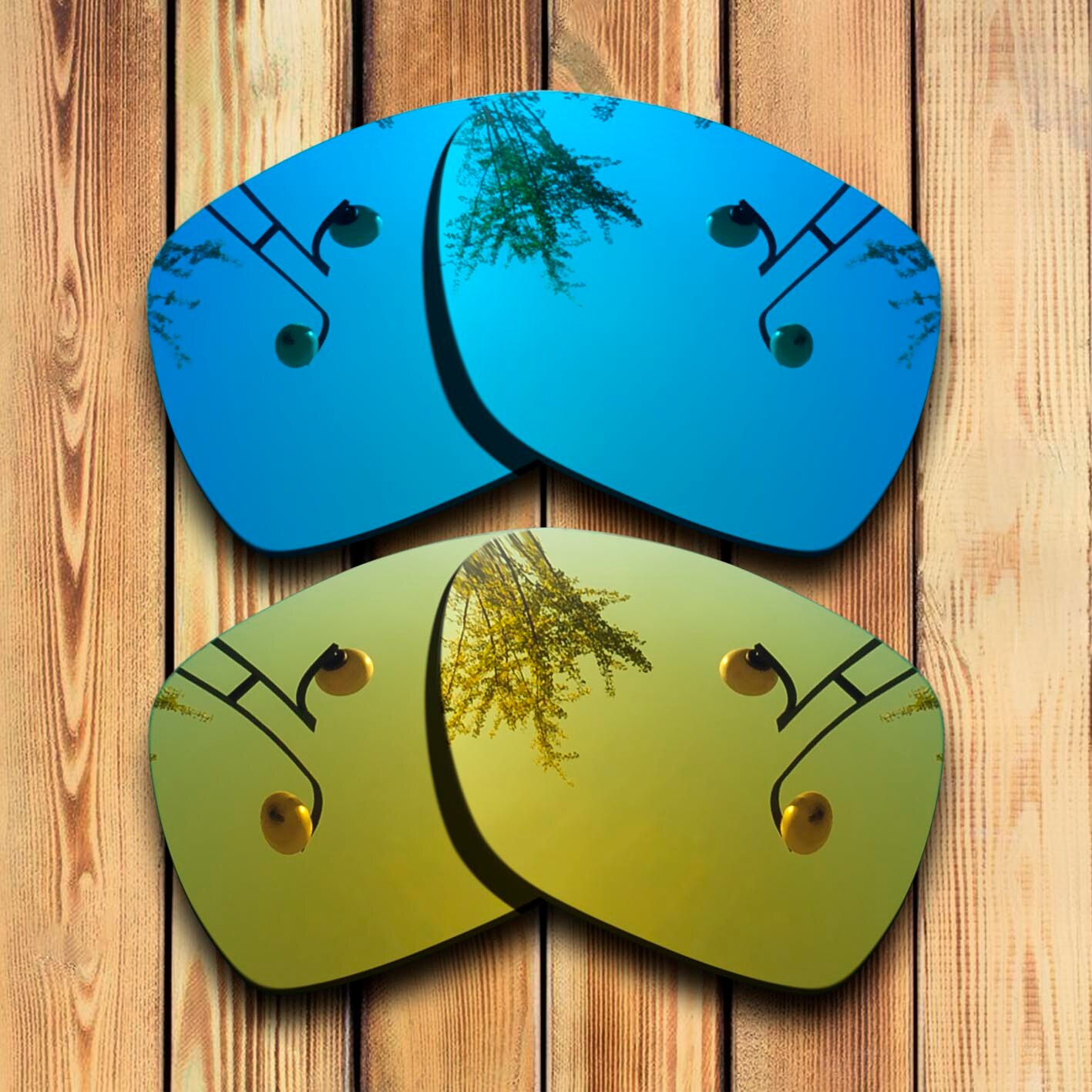 100% Precies Gesneden Gepolariseerde Vervanging Lenzen Voor Spy Optic Cyrus Zonnebril Blauw Mirrored Coating Kleur Keuzes: Blue -Yellow Mirror