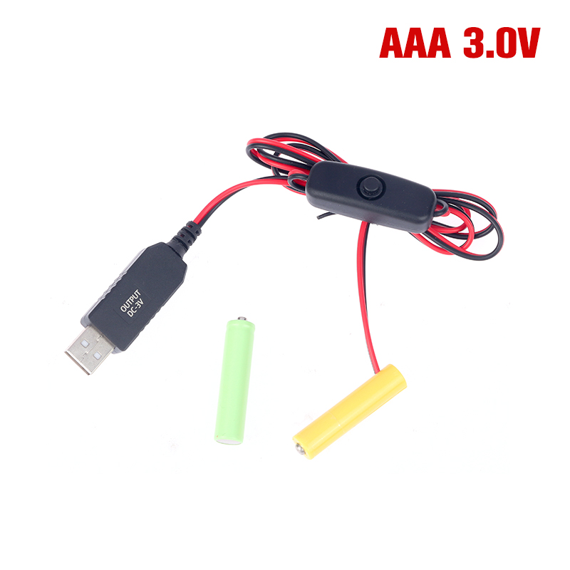 Aaa Attrappe-Batterie Adapter USB-Netzteil Schalter Kabel ersetzen aaa Batterien für Fernbedienungen Kamera Spielzeug LED-Streifen: Gold