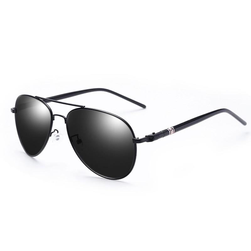 Gafas de sol polarizadas para hombre y mujer, gafas de sol reflectantes de colores, gafas de sol para conducir, lentes piloto unisex Uv400: Negro