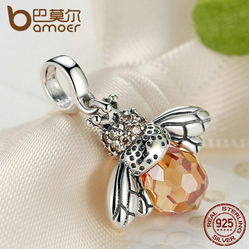Bamoer 925 sterling zilver insect serie kraal zirkoon bijen charme voor originele diy armband hanger ketting accessoire fijne sieraden