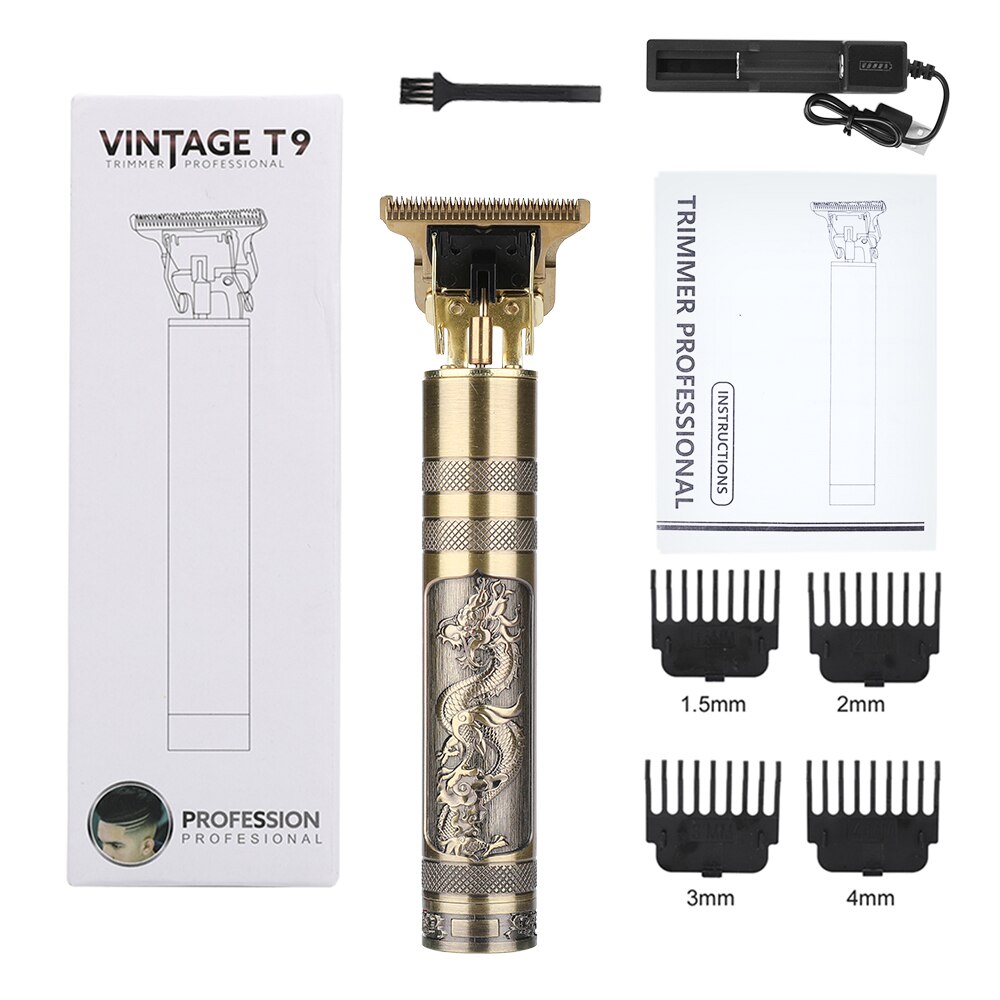 Recortadora de pelo Baldheaded T9 de 0MM, maquinilla para peluquero, escultura de Máquina para cortar cabello sin cuerda, Afeitadora eléctrica, afeitadora de barba, cortacésped para hombres: Only Dragon Clipper