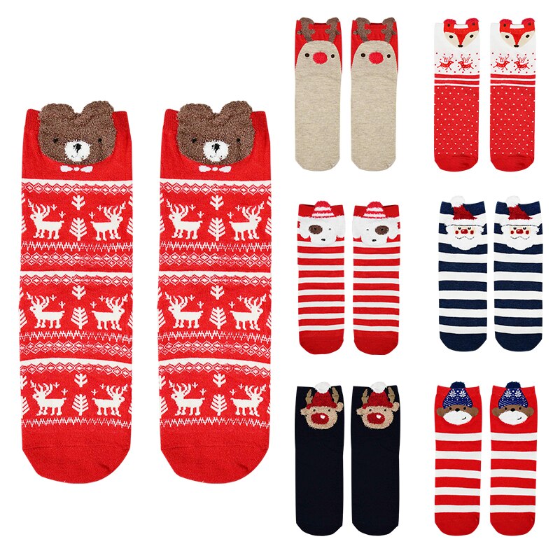 1 Paar Vrouwen Sokken Casual Winter Kerst Sokken David 'S Herten Katoen Cartoon Warm Houden Leuke Dame Meisjes Sok Kerst