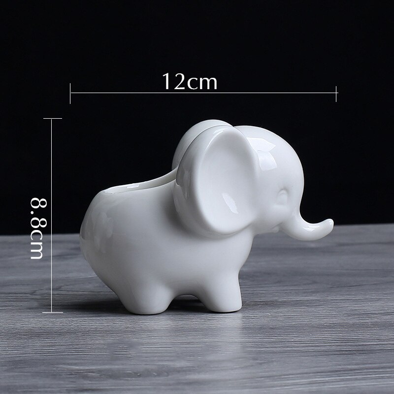 Elephant Plant Cute Elephant Flower Pot Modern White Ceramic Succulent Planter Pots Tiny Flower Plant Containers Animal Decor: white small