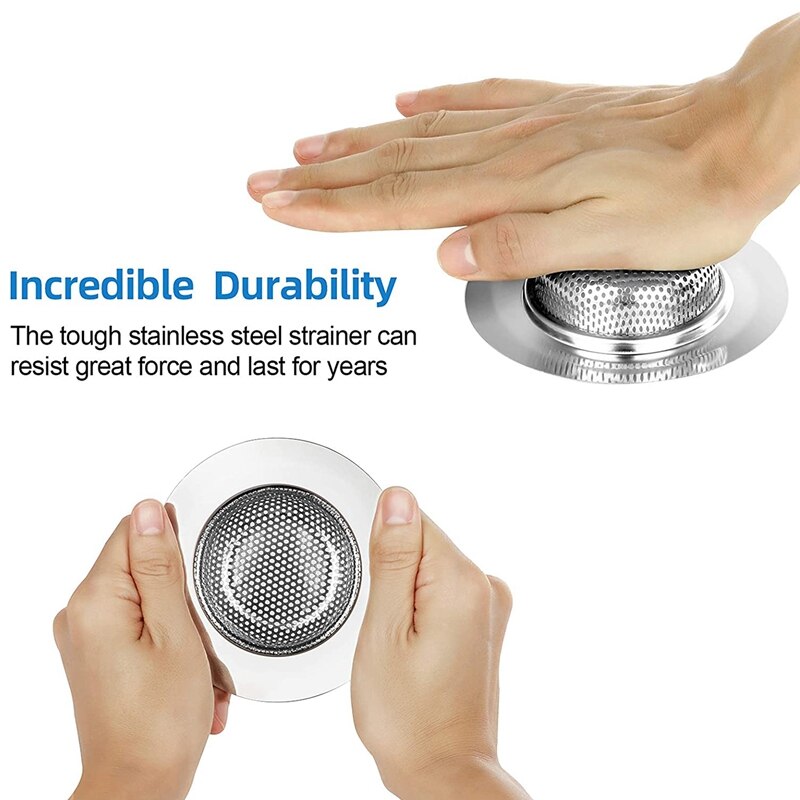 2 Pcs Gootsteen Zeef, Grote Brede Rand 4.5 Inch Diameter, Met Deksel, Roestvrij Staal, past Meest Drains