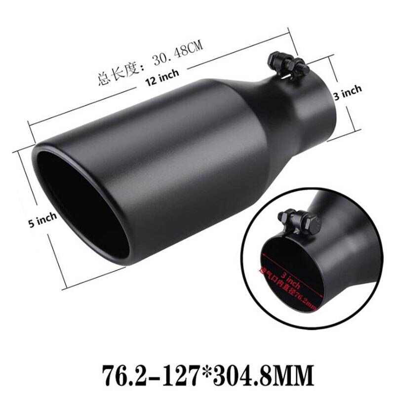 Universele Auto Uitlaat Tip 3 "Inlaat 5" Outlet Auto Staart Pijp Uitlaat Dual Muur Hoek Cut Outlet Nozzle: B
