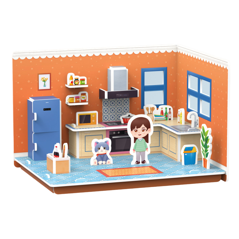 Three-Dimensional House Assemble Model Handmade DIY 3D Paper Card Puzzle Parent-Child Interaction Children's Toys: green