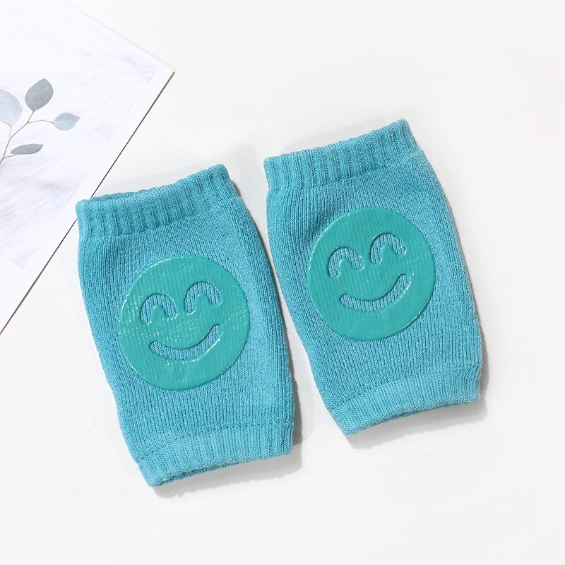 Coudières/genouillères antidérapantes pour enfant, pour garçon ou fille, accessoires de protection des coudes et des genoux pour bébé et nourrissons unisexe, avec une forme de sourire, pour la sécurité, chauffe-jambes: Bleu