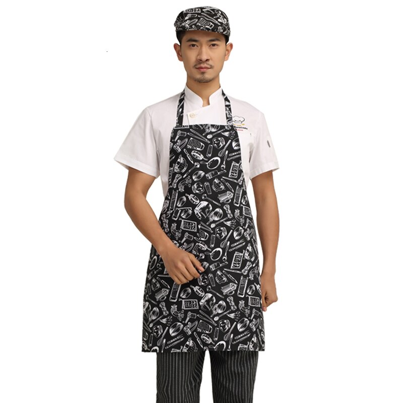 6Color uniforme de Chef delantal de cocina ropa para camarera ropa de cocinero cuello colgante largo delantal Chef traje de trabajo de los hombres de servicio de alimentos: Color2