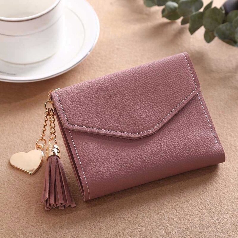 Women's Mini Wallet Candy Color Cute Coin Purse Card Package Wallets Heart-shaped Embroidery Women Short Wallet Multi-function: A-6