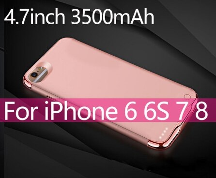 3500/4000mAh Battery Case For iPhone 6 s 6s 7 8 Powerbank Power Bank Charging Case for iphone 6 6s 7 8 plus Battery Charger Case: Rosy Gold 6 6S 7 8