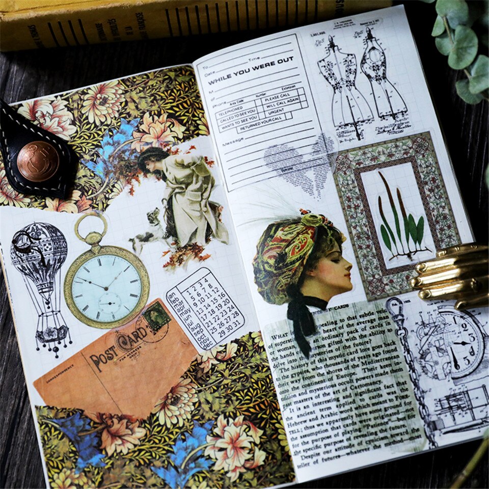 50Pcs Old Newspaper Stickers Kits Die Cut For DIY Scrapbooking Junk Journal TN Planner Photo Album Sticker Card Making S045