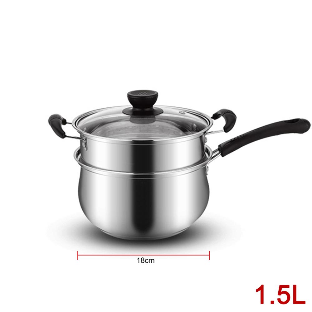 1.5L Rvs Steamer Pot Soep Pot Koken multi-purpose Kookgerei Met Stoomboot Pot Keuken non-stick Pan algemeen Gebruik