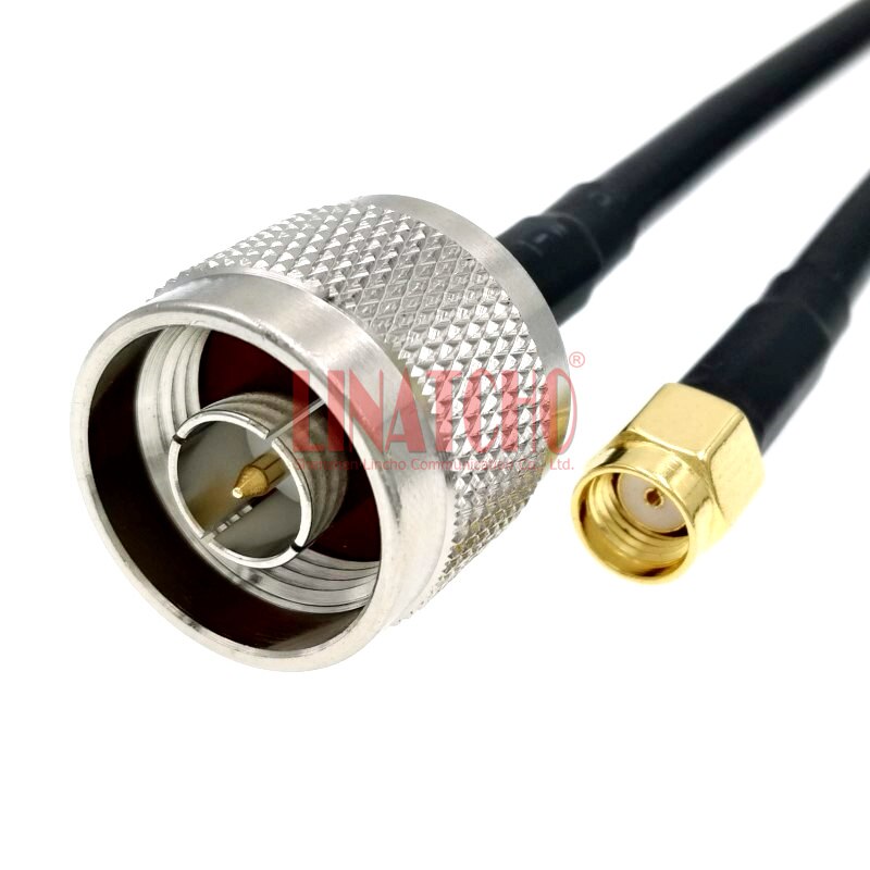 3 medidores rg58u rf cabo de extensão n macho para rp sma conectores masculinos para wifi roteador grande 2.4ghz antena