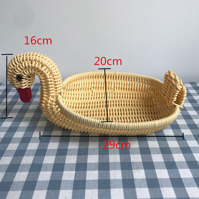 Simulated Animal Imitation Rattan Woven Storage Basket Household Storage Decoration Decoration Fruit Toy Basket Handmade Crafts: Orange