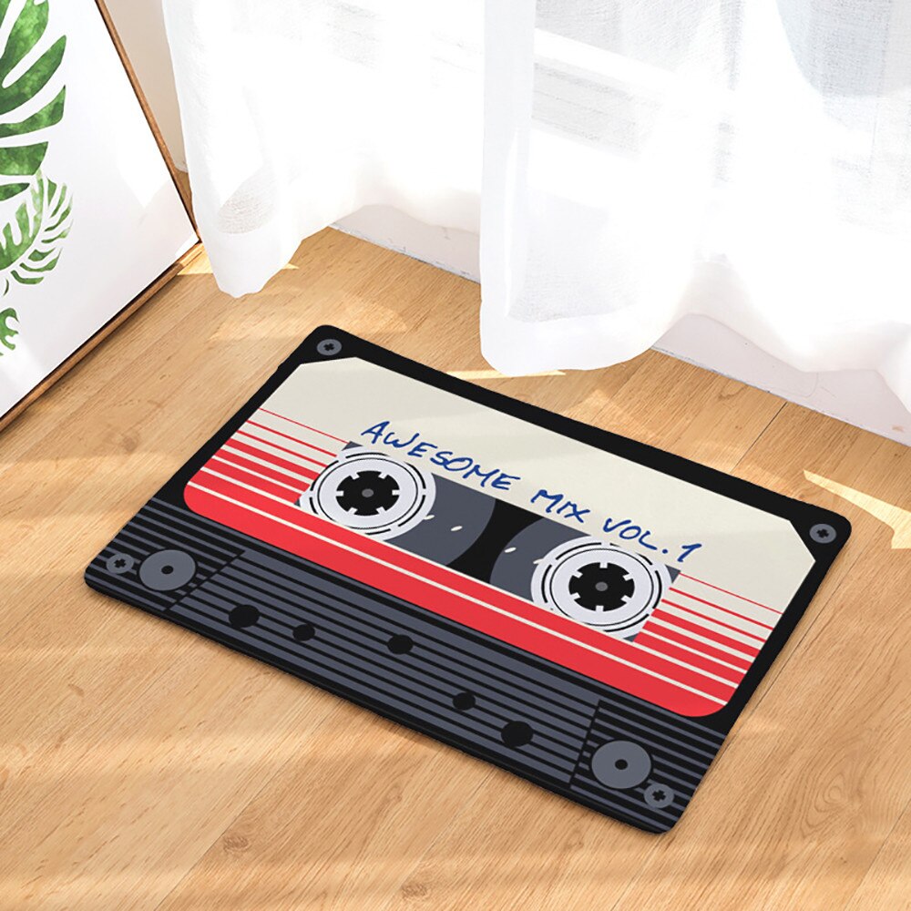 Non Slip Door Mat Flannel Vintage Cassette Tape Indoor Doormat Door Floor Mats Carpet Rugs Decor Porch Doormat Tapete 20JAN23: L