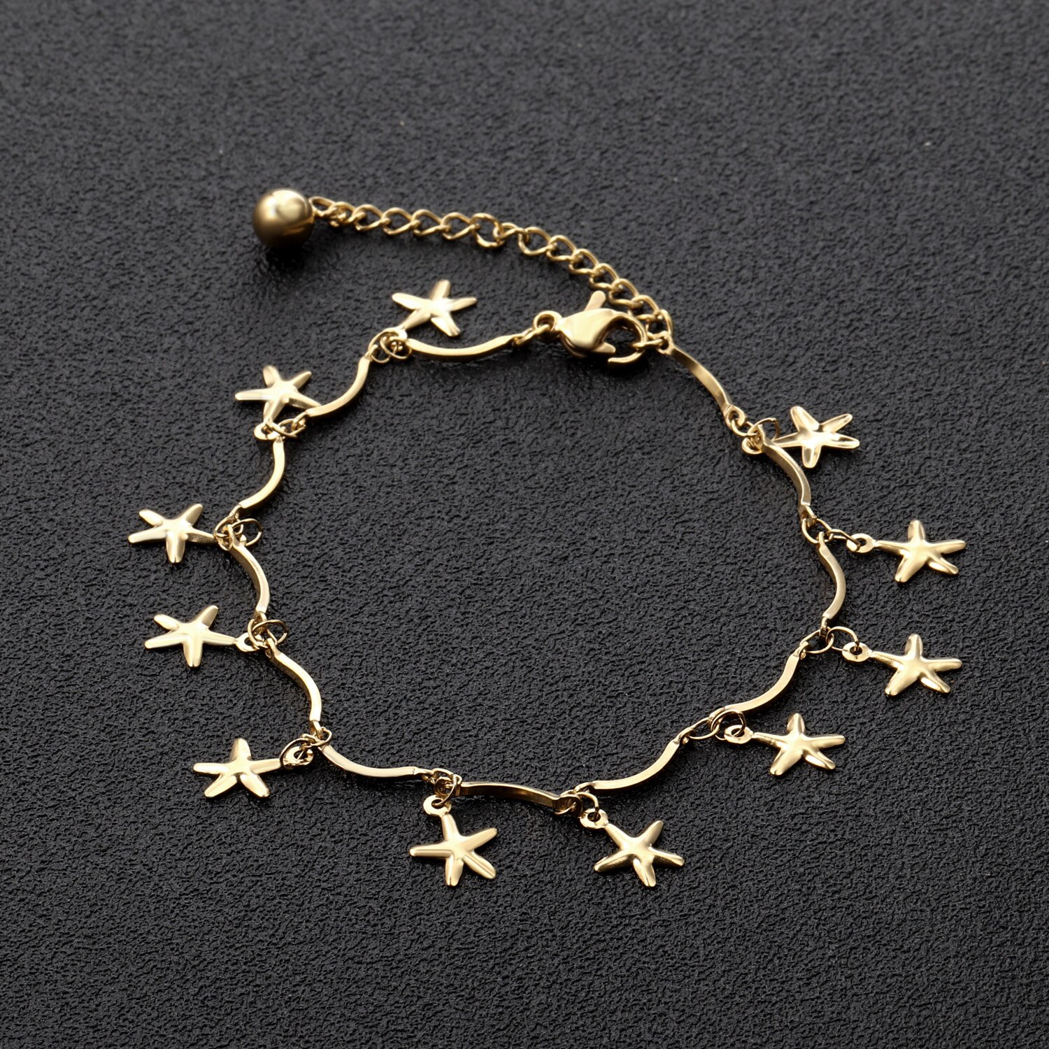 LUXUSTEEL obrączki dla kobiet akcesoria robić stóp gwiazda ze stali nierdzewnej kształt 20cm + 5cm regulowana bransoletka obrączka na nóżkę ptaka na nodze kobieta