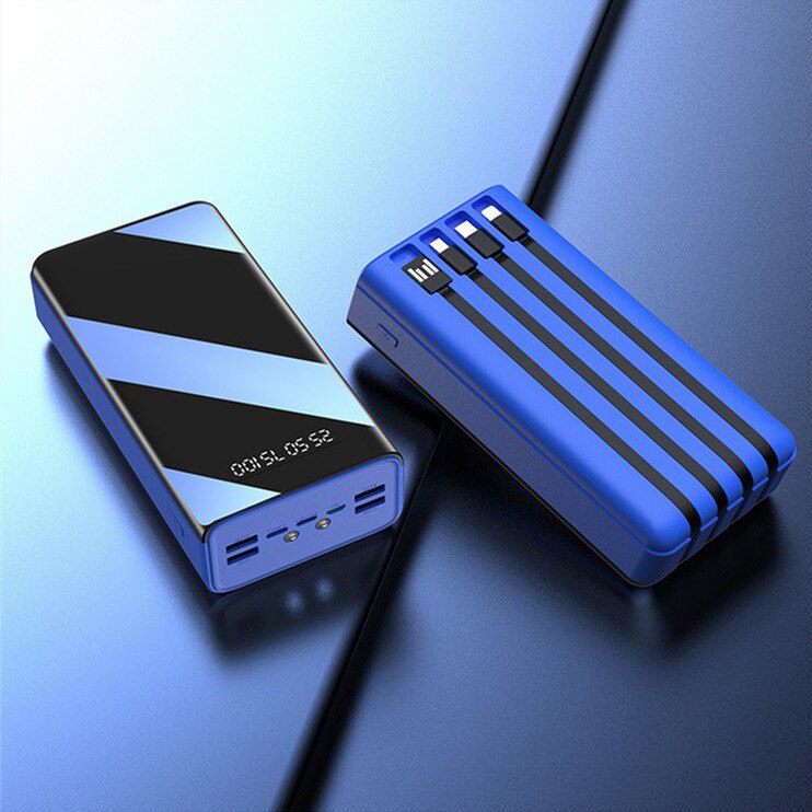 100% 100000mAh TypeC Micro USB Fast Charging Powerbank LED Display Portable External Battery Charger For phone tablet: 100000mAh blue