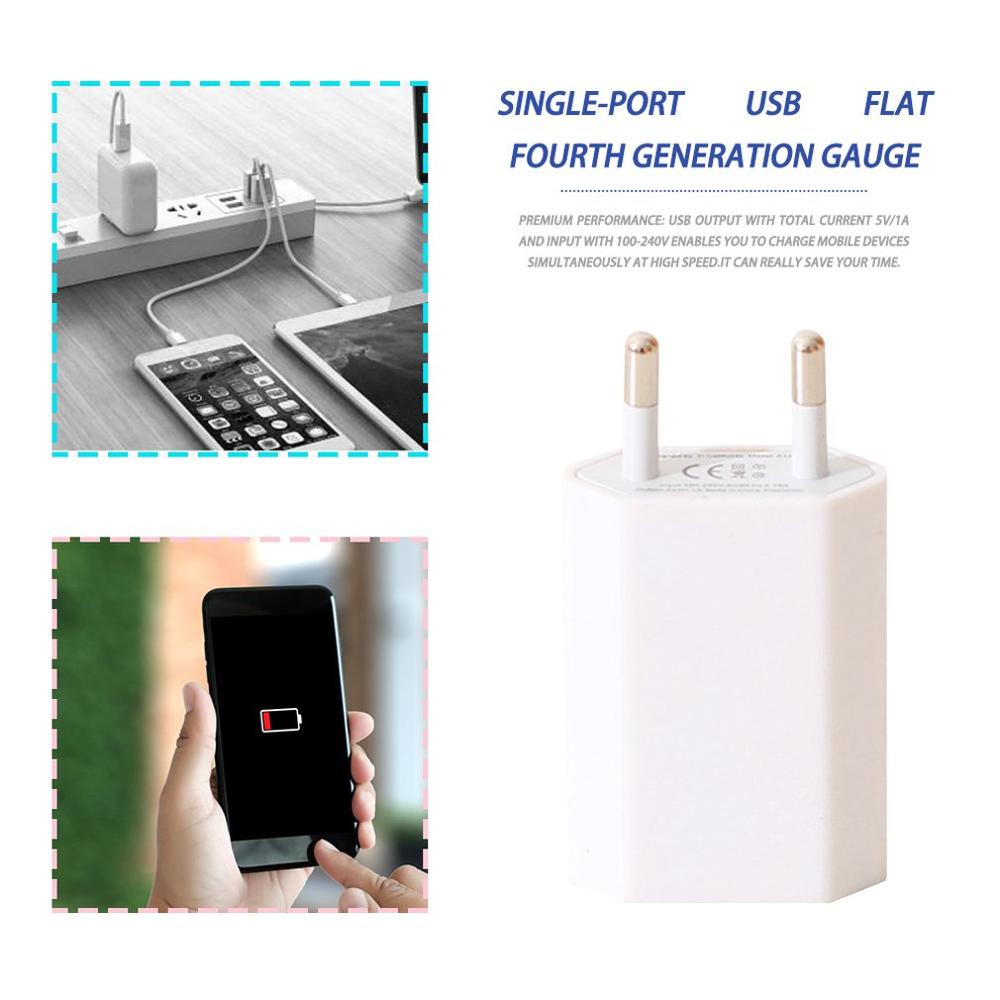 Drikkbar usb-havn hurtigladeruttak 5v 1a usb Europa veggladeradapter til iphone 7/6s/6s Plus /6 Plus