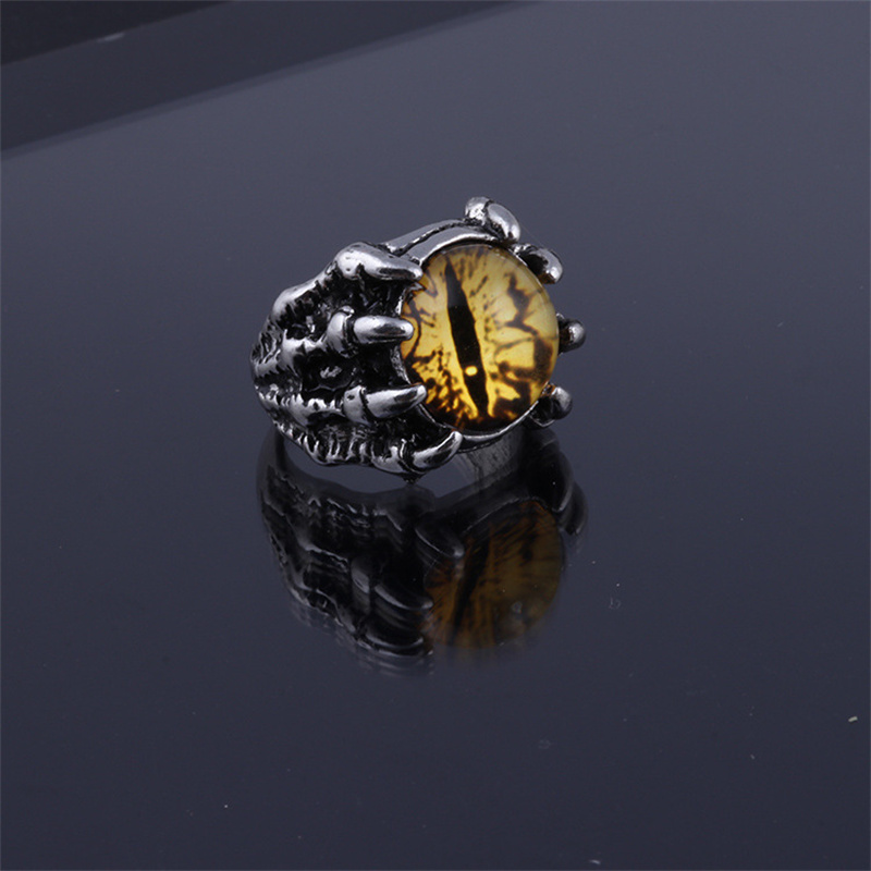 Anillos creativos de mal de ojo para hombres y mujeres, personalidad, estilo Punk, garra de ojos, anillo de dedo gótico, joyería, accesorios para Club nocturno: Blanco