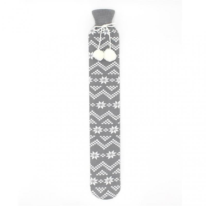 1PCS 70cm Fur Rubber Extra Long Water Bottles Bag With Knitted Removable Cover For Waist Hand Foot Warming Pink Grey Red: 04 gray