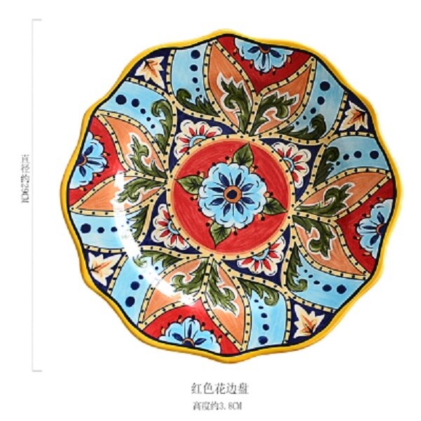 Vaisselle bohême maison de noël style européen ethnique douane série céramique plats occidentaux grandes assiettes: 6