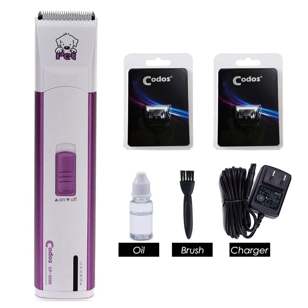 Codos CP-5000 Electric Pet Shaver Dog Part Trimmer Rechargeable Cat Face Ears Foot Clipper Grooming Haircut Machine: With Box / Add 2pcs Blades