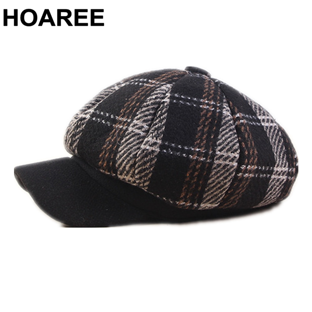 HOAREE, gorra para mujer, gorra de Tweed Gabby Baker Boy, gorra Vintage a cuadros, sombrero para mujer, beis, chicas, estilo británico, sombrero artístico, gorra plana de invierno