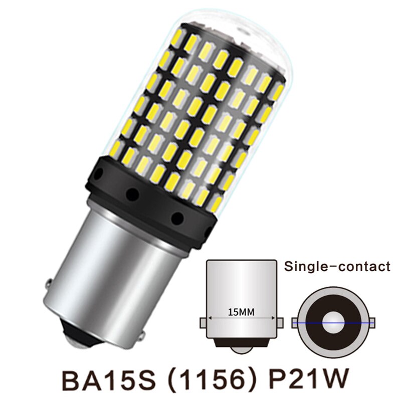 Luz Led de marcha atrás para coche, Bombilla de señal de giro automática, superbrillante, BA15S, P21W, 1157, BAY15D, P21/5W, 12V, blanco, rojo: 1156 ba15s p21w / White