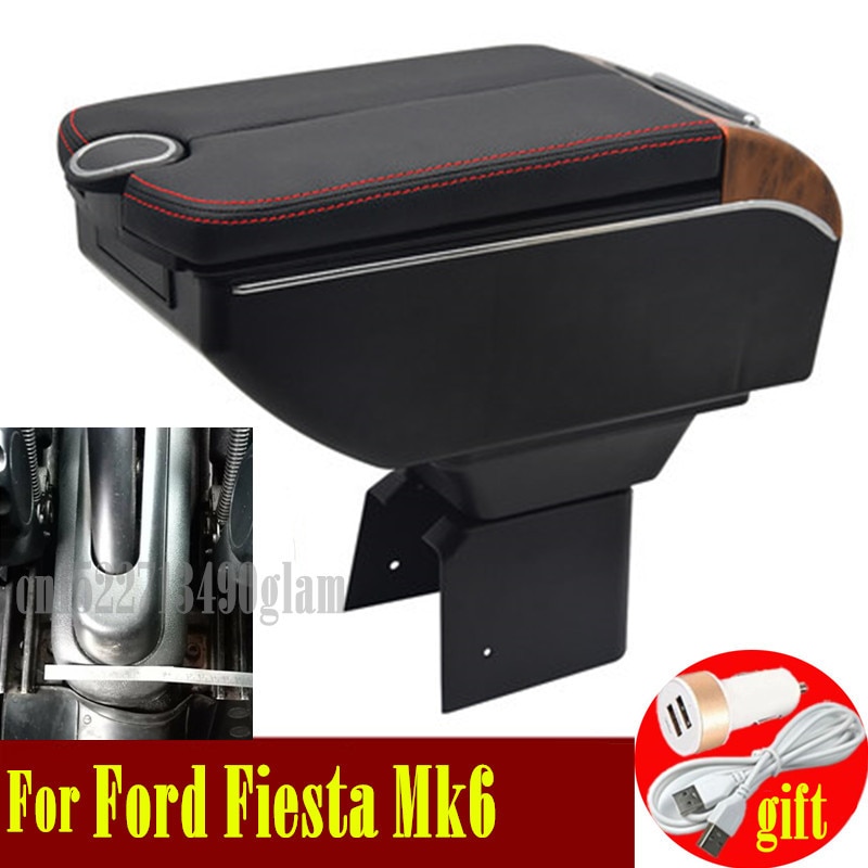 Für Ford Fest Mk6 armlehne Kasten Doppel türen öffnen 7USB Center Konsole Lager Kasten Arm Rest