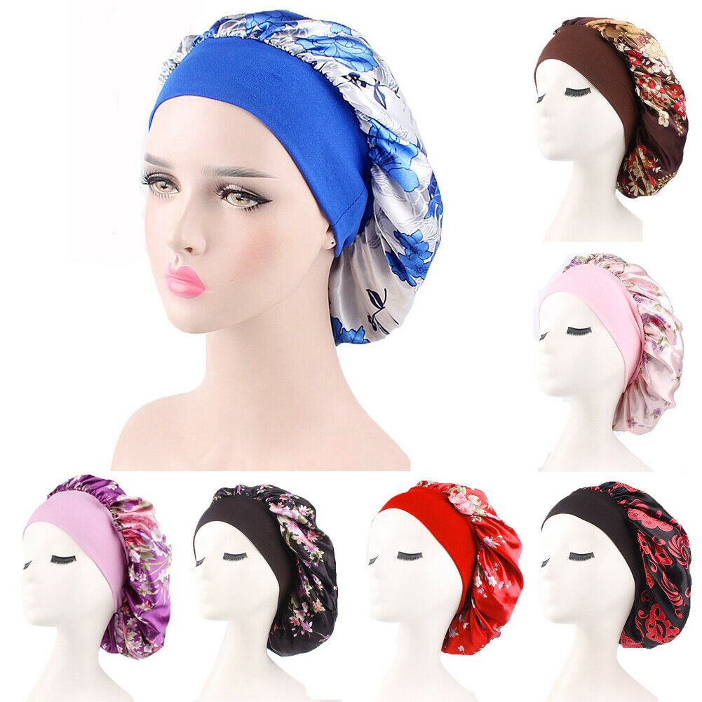 1pc dusjhett silke natt søvn lue hår panser hatt hodetrekk sateng turban dårlig produkt