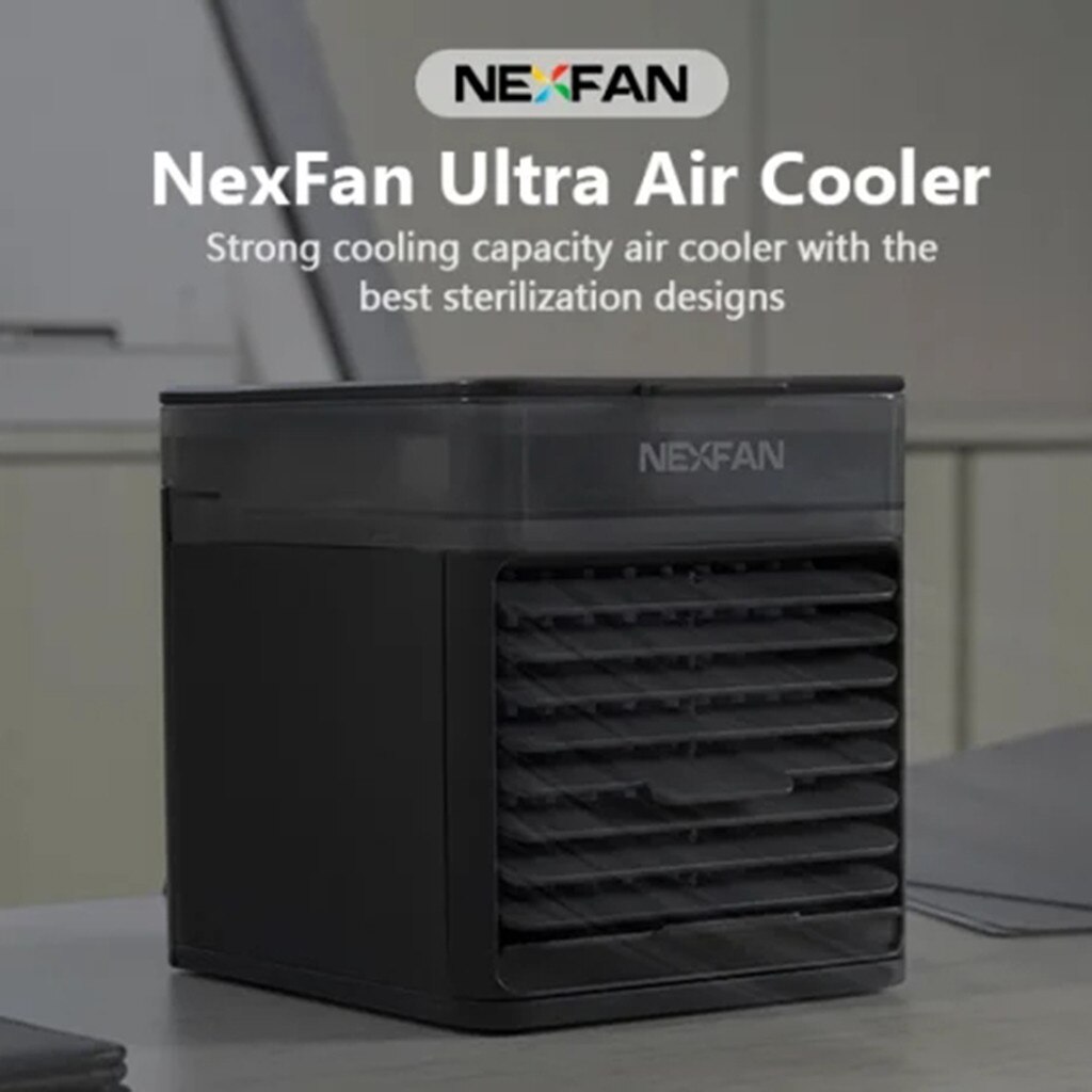 Desktop Air Cooler Fan USB Rechargable Air Conditioner Fan NexFan Ultra LED Sterilization System UV Sterilizing Air Cooler Fan Z: Black