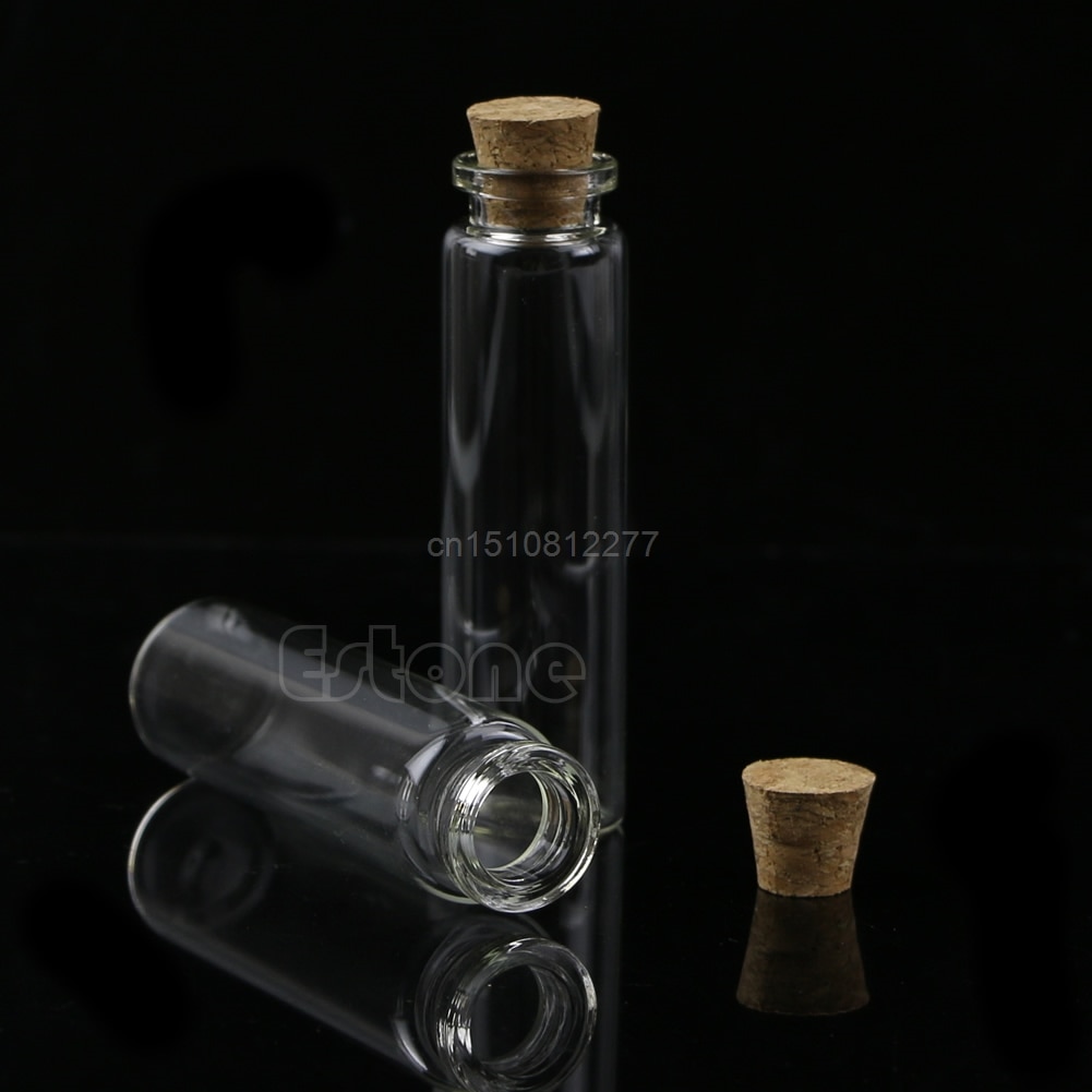 30Pcs 20 Ml Mini Kleine Tiny Clear Kurk Glazen Flessen Flesjes Kruidenier D15
