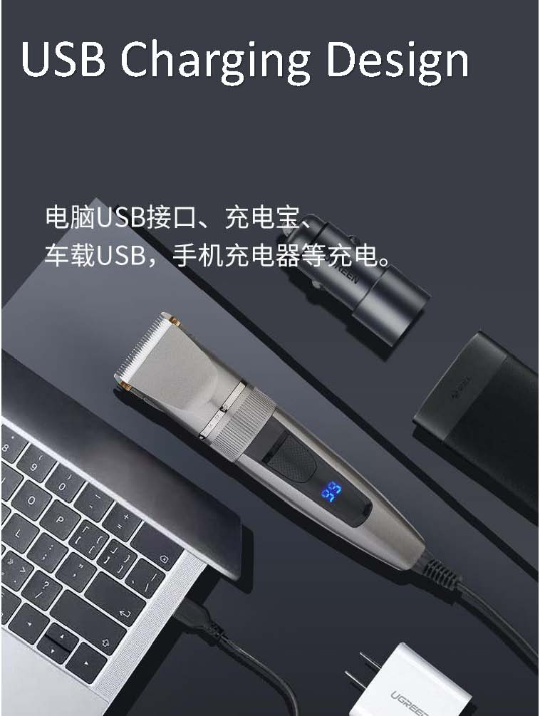 Hair Clipper Electric Trimmer With LED Screen Washable Rechargeable Men Strong Power Steel Cutter Head