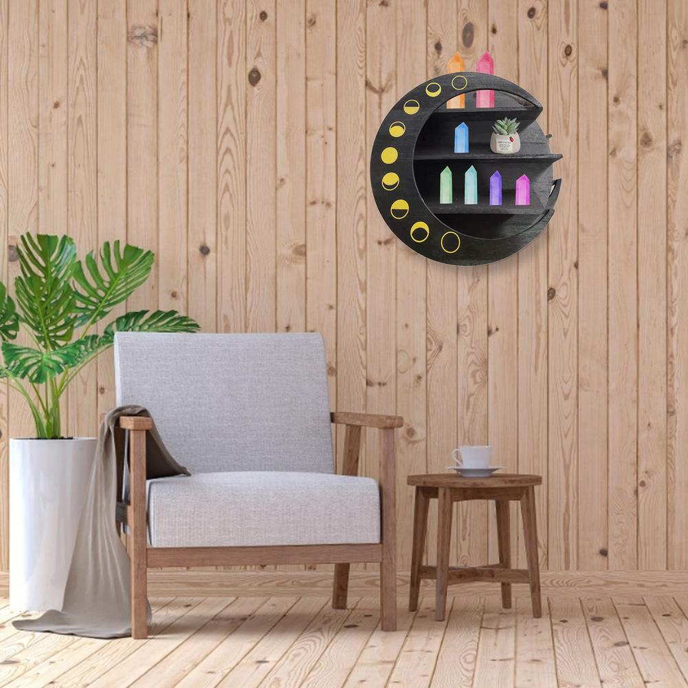 Wall Art Decor Moon Shelf 3 Tier Wooden Display St... – Vicedeal