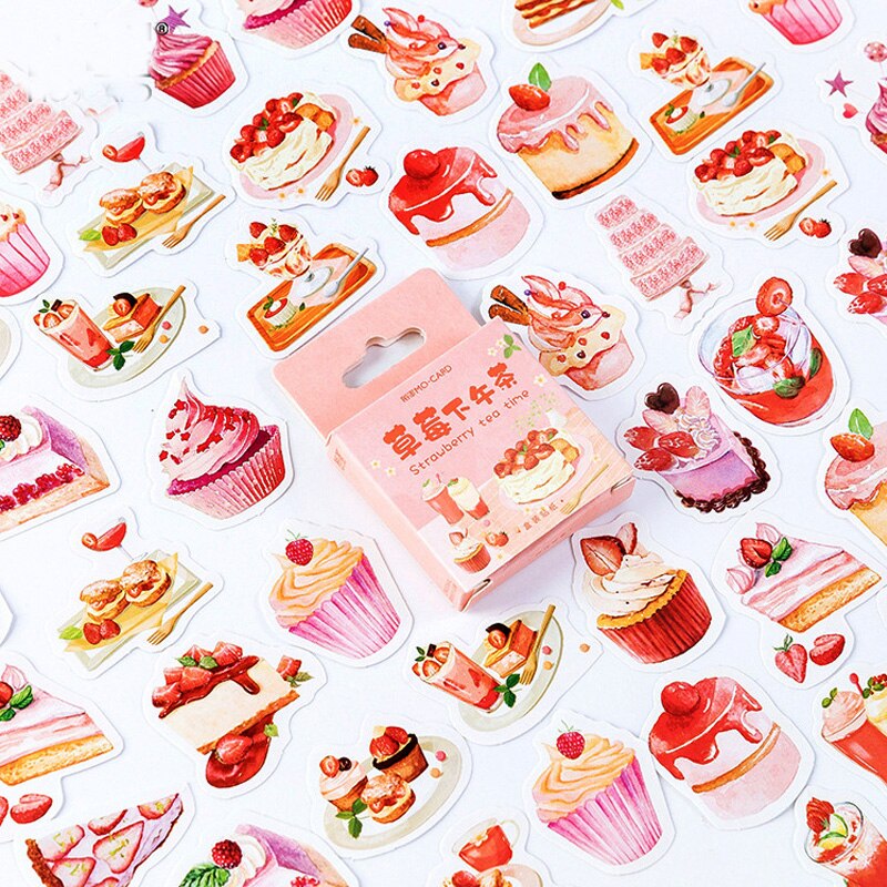 46 Sheets Cute Sweet Cake Sticker For Kids Decorative Diary Scrapbooking Journal Planner Stickers Aesthetic Kawaii Stationery