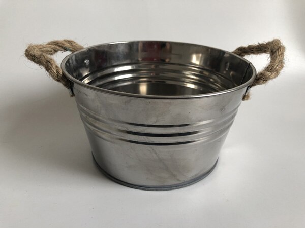10 st/lot tennkanna rostfritt stål hink metall hinkar silverfärgade behållare metall låda förvaringshinkar