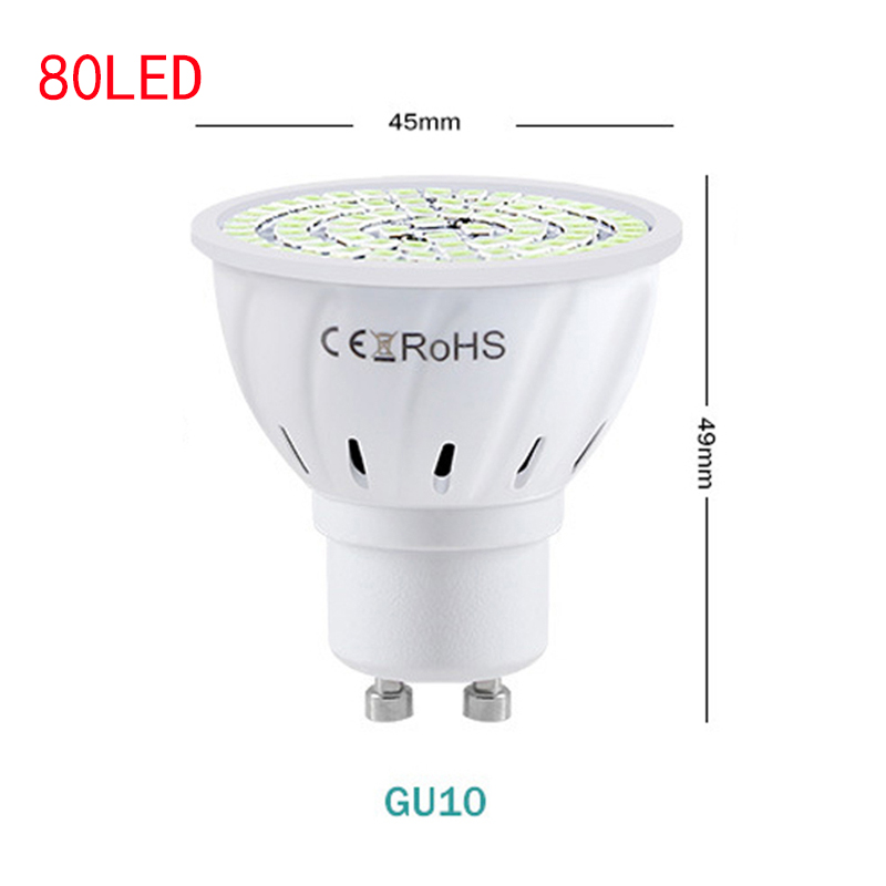 Ultraviolet germicidal lamp UV E27 Ultraviolet UVC Light GU10 MR16 Sterilization Lamp Cup Corn Bulb Disinfection Lamp Kill Mites: GU10 80LED