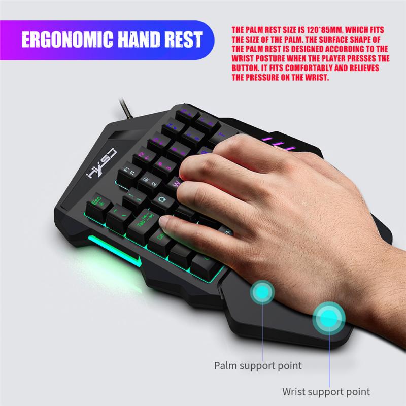 Een Enkele Hand Gaming Toetsenbord 35 Sleutel Led Backlight Game Mechanische Handvat Toetsenbord Mini Toetsenbord Voor Computer Laptop Desktop