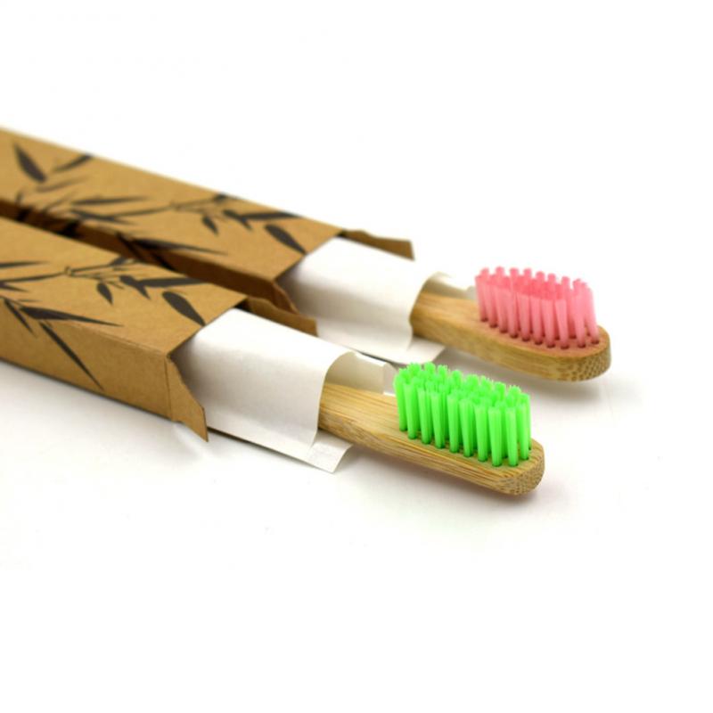 1 pces criança escova de dentes de bambu natural eco amigável macio cerdas escova de dentes da criança madeira