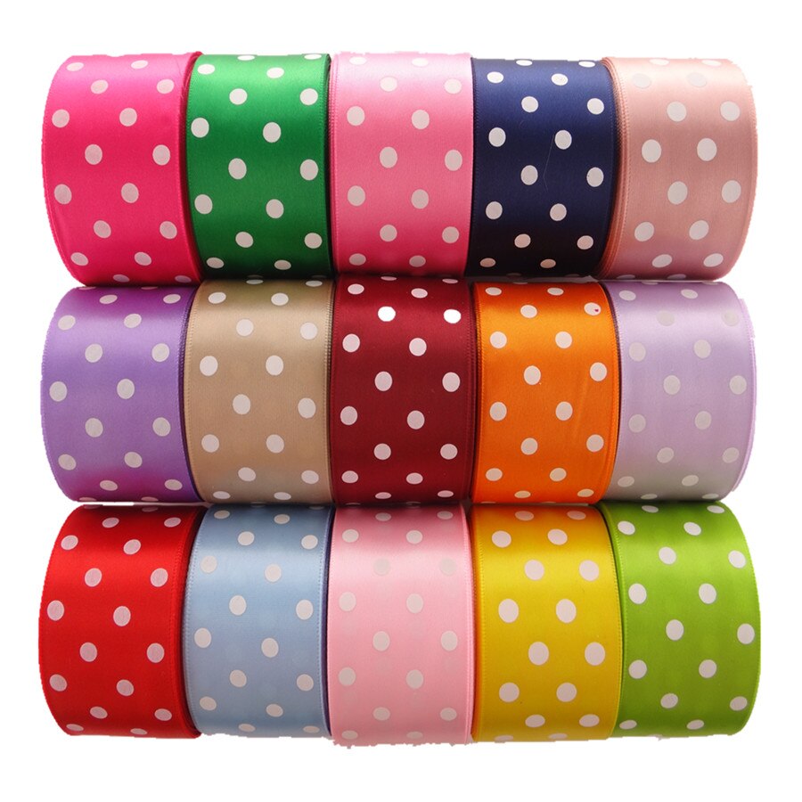 1-1/2 "38mm 5 Yards Stippen Gedrukt Satijn Lint Cadeau Verpakking DIY 100% Polyester Handgemaakte Materialen YM18010113