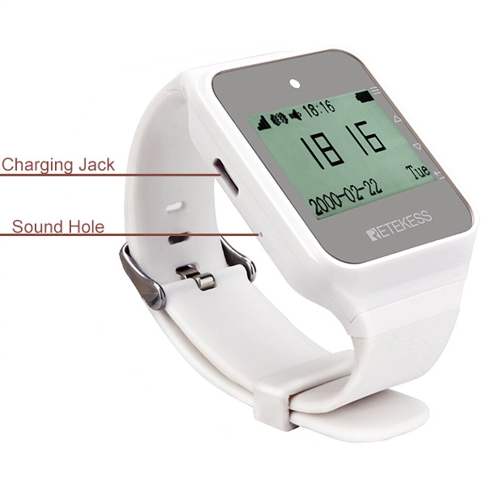 Retekess Wireless Calling System Nurse Call Watch Receiver+10 Call Bell Emergency Call Button for the Elderly Call Service