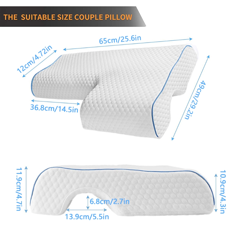 Oreiller de couple avec repose-bras en mousse à mémoire de forme, Anti-pression des mains, soulagement de la douleur au cou, coussin Cervical de couchage arqué