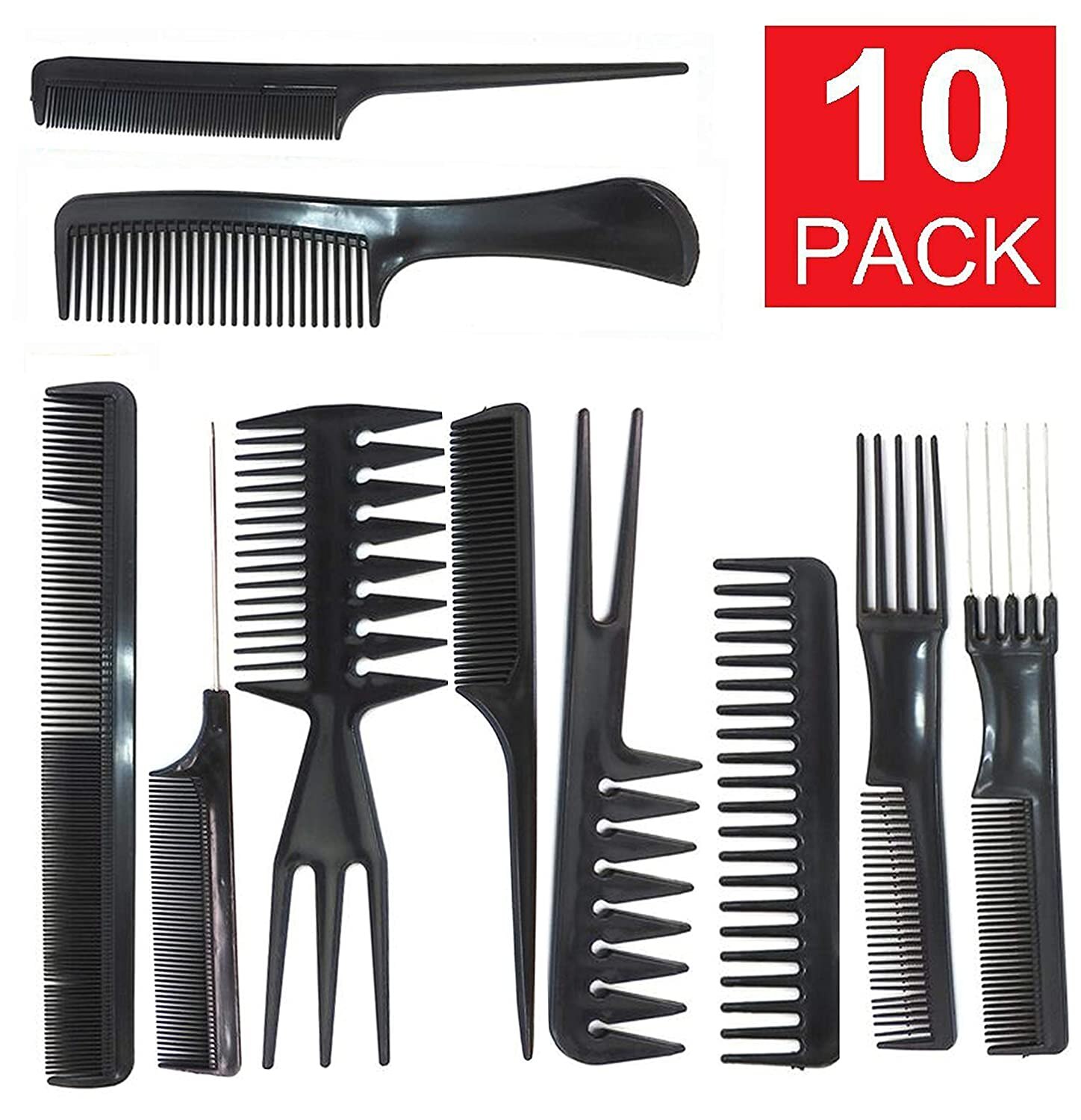 cepillos para el pelo peluqueria peines para el cabello Cepillo de pelo de 10 piezas, peine resistente al calor, para corte de pelo de salón, Barbero, antiestático, con pasador de Metal para cola de rata