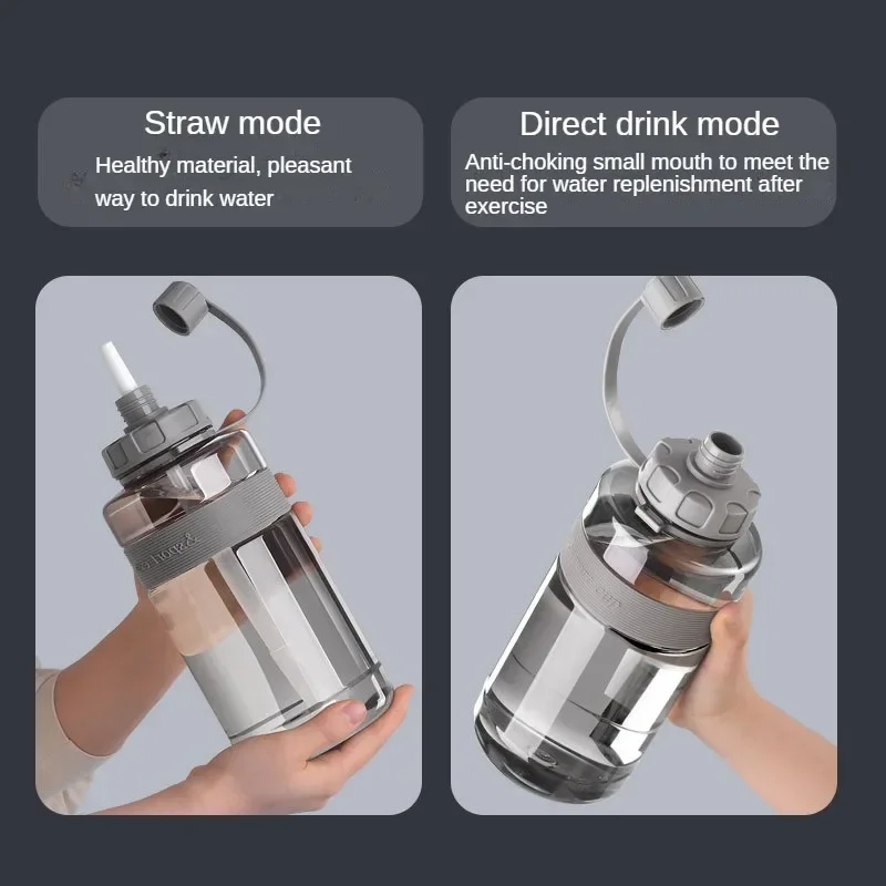 2 liters stor vannflaske med sugerør 2l/1.5l/1l/0.6l butikk drikkeflasker til skolegym, bpa-fri trening
