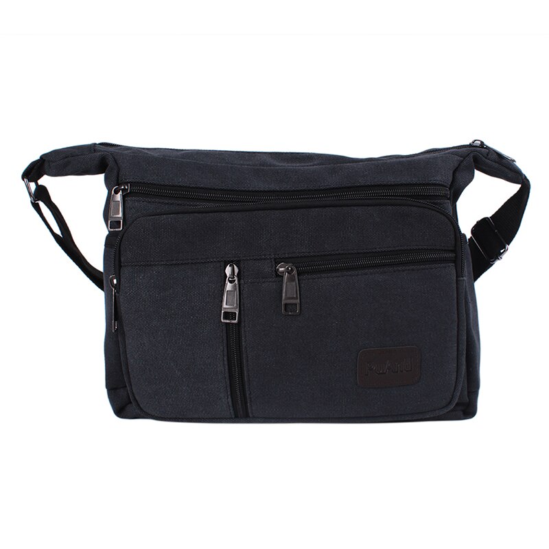 Men's Retro Casual Shoulder Bag Canvas Outdoor Simple Wild Diagonal Unisex Single Shoulder Messenger Bag: black