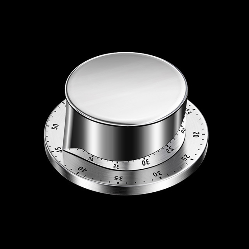 Temporizador de cocina mecánico magnético, reloj de cuenta regresiva de acero inoxidable de 55 minutos para el hogar, la oficina y los lugares públicos: Blanco