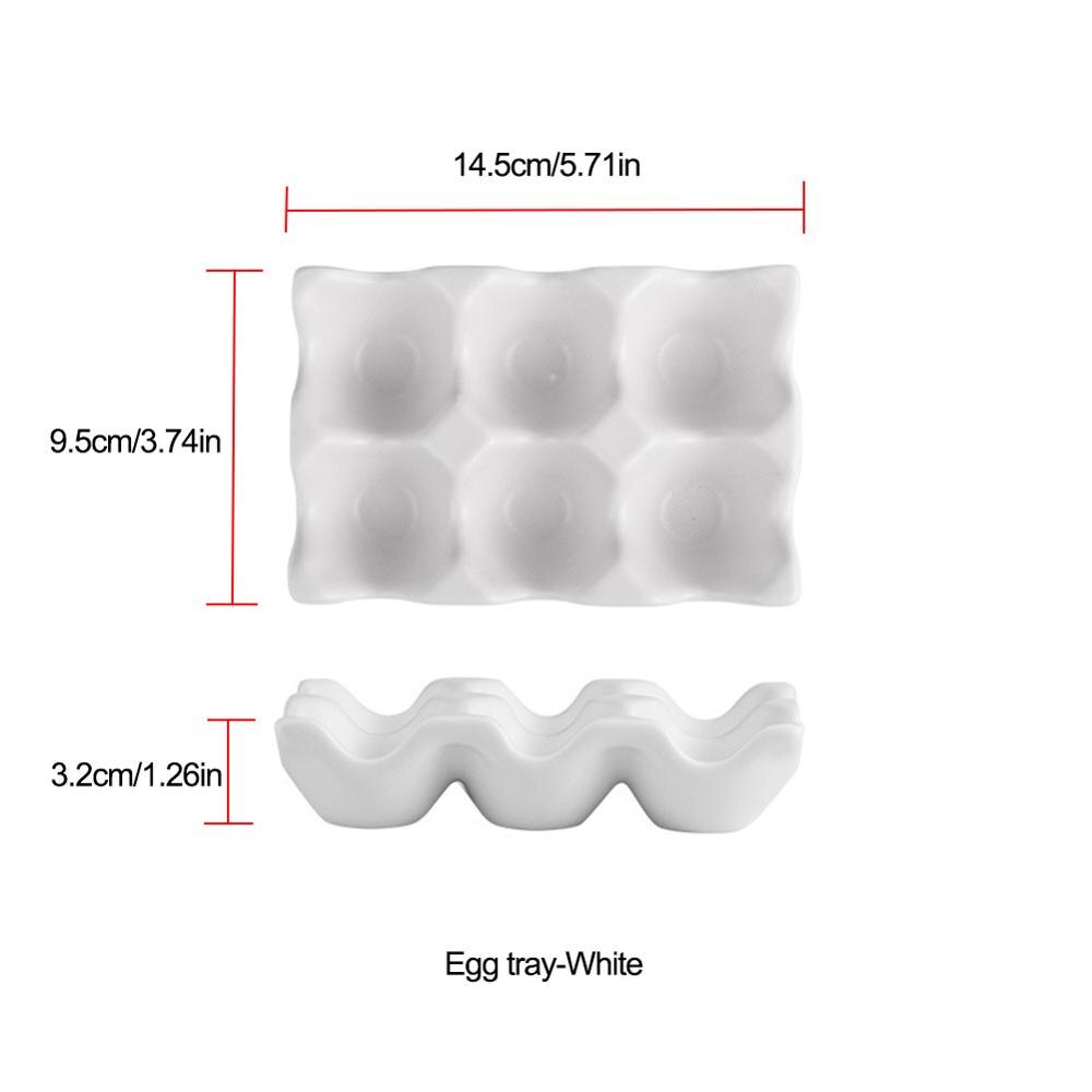 6 Grids Egg Holder Ceramic Anti-Slip Egg Box Refrigerator Shockproof Egg Tray Holder Home Storage Box Kitchen Egg Storage: WHITE